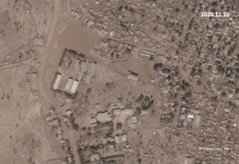 A timelapse shows the WFP building being destroyed at Shimelba camp