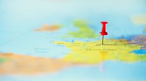 map with a pin