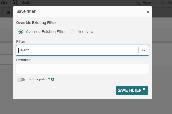 data filters edition on AKTEK iO