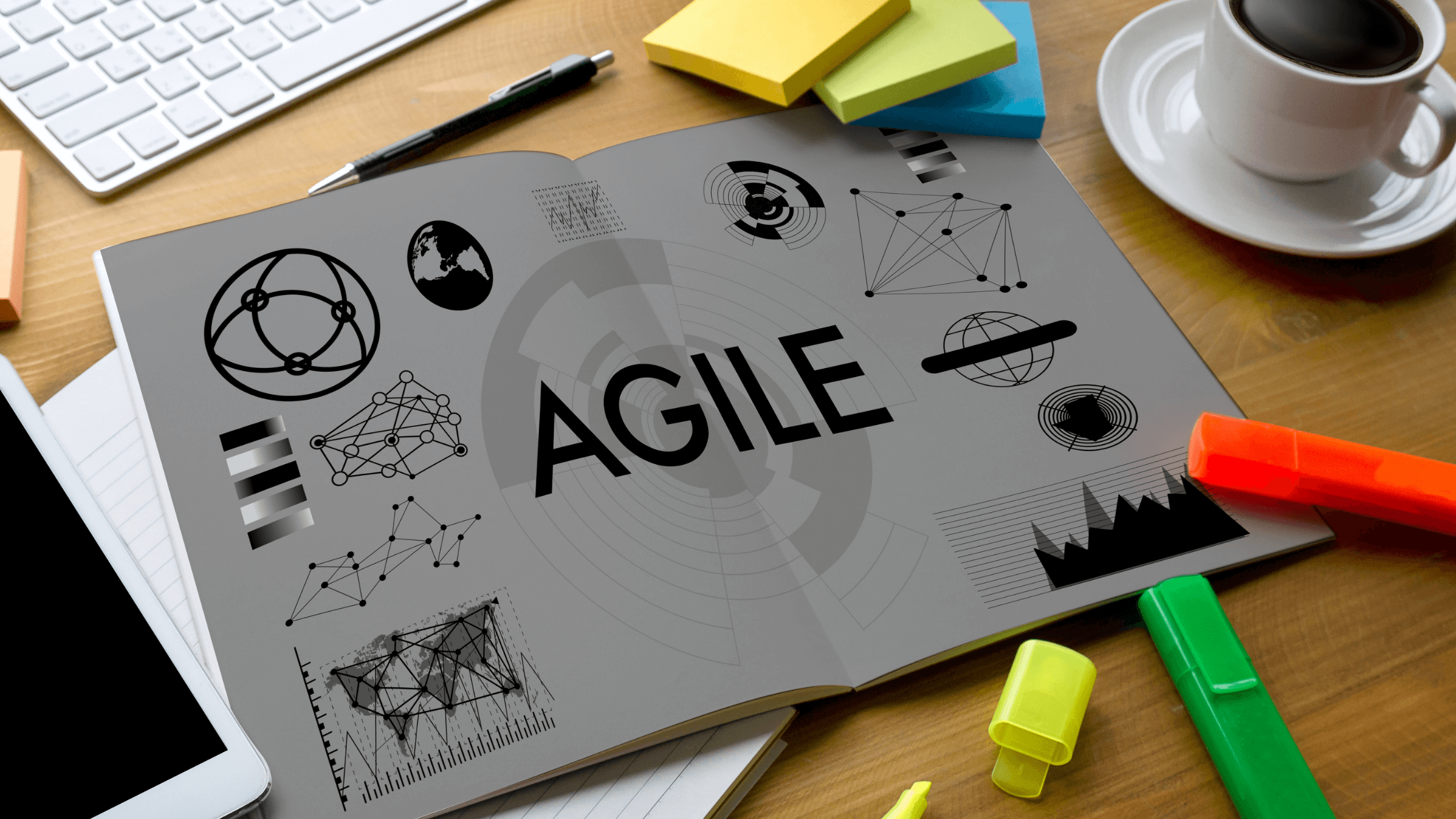 Agile analytics graphic above office desk