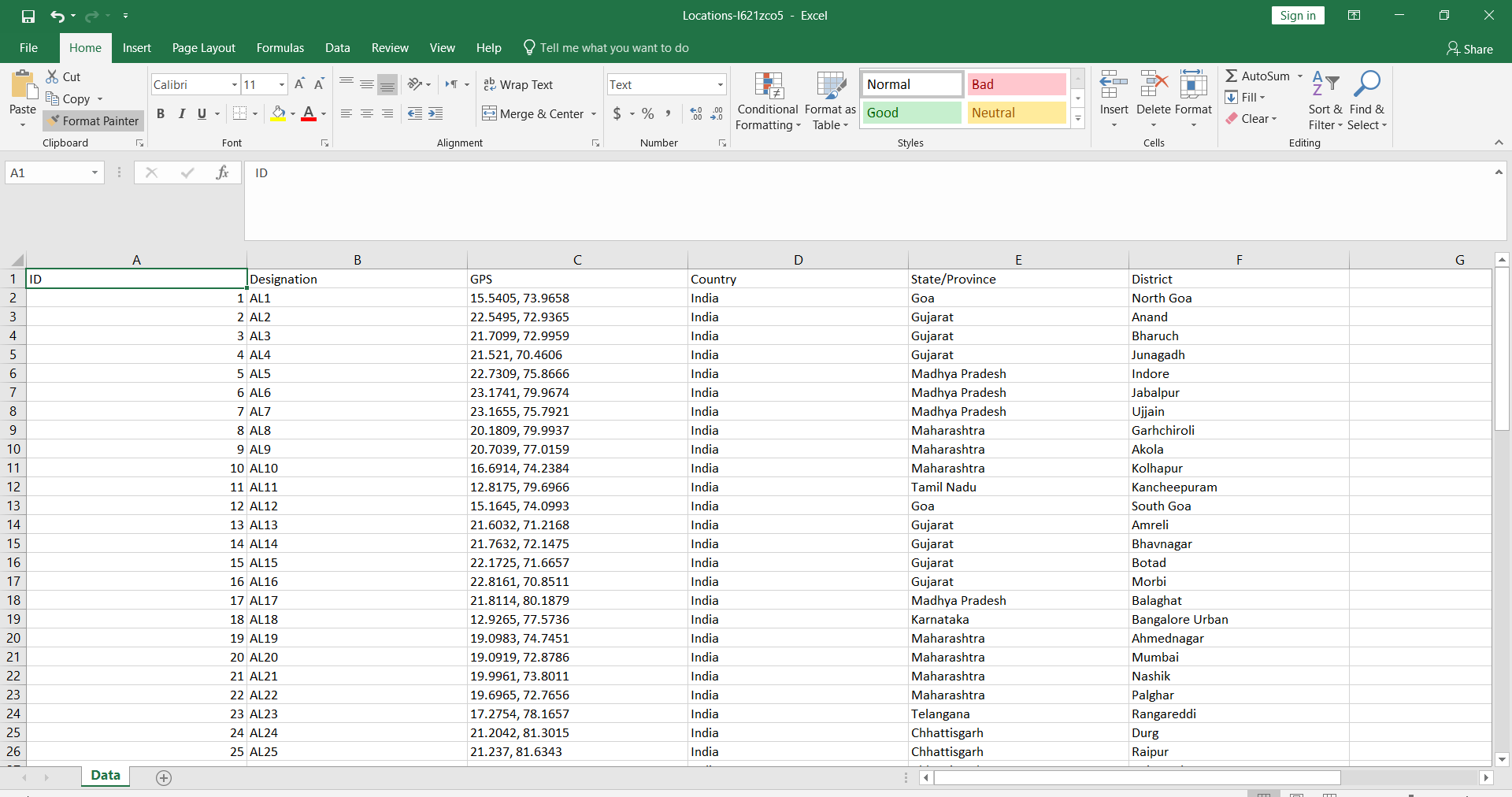 Export data to Excel