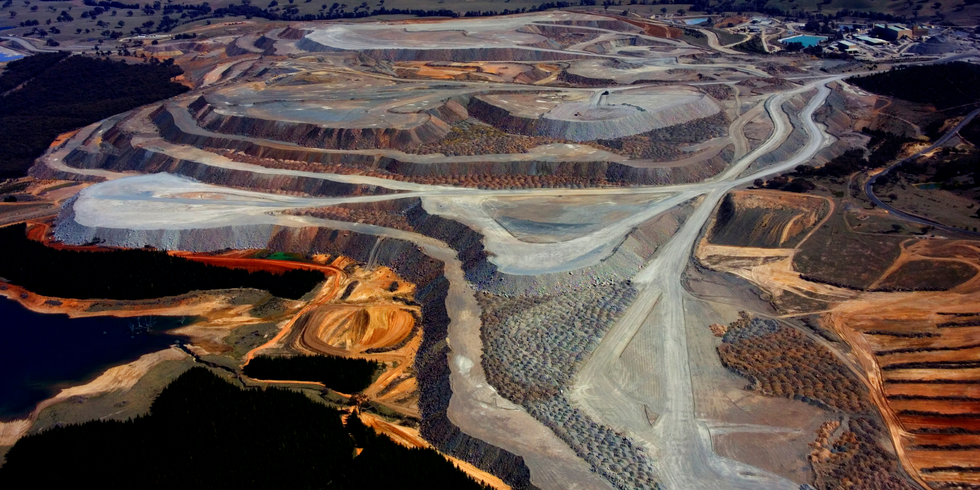 Vista panorámica aérea de una mina en Australia