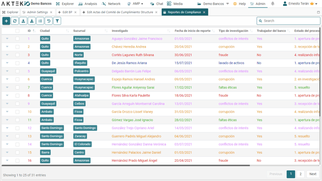 Creacion de Reportes de Compliance en AKTEK iO