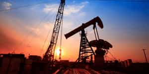 Oil pump jack at a drilling site