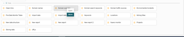 Data tables organized by Folders on iO