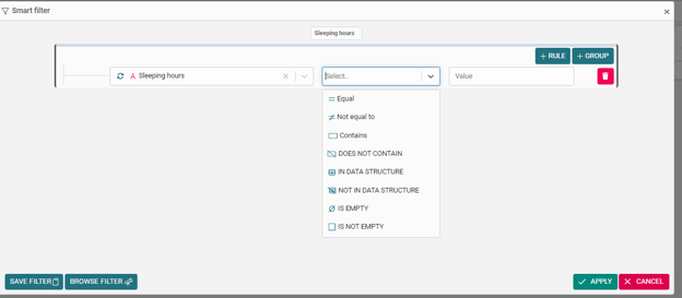 advanced data structure filters and search on AKTEK iO