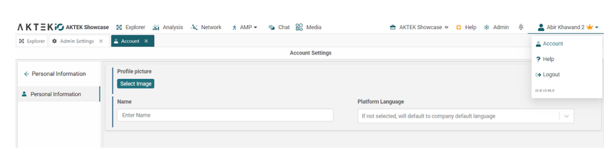 AKTEK iO Account settings