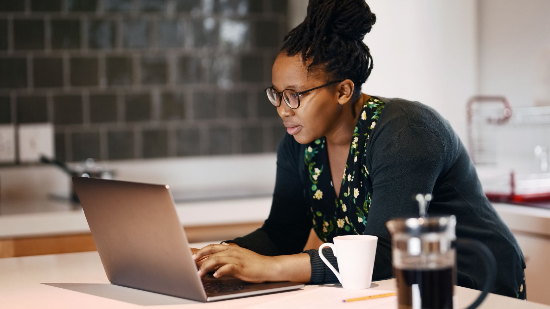 Business woman working on laptop