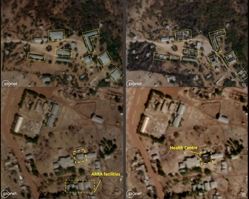 Satellite imagery showing Shimelba refugee camps 